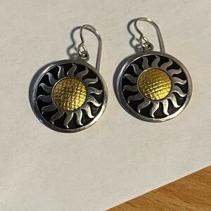 Sunburst earrings sterling silver and 24K gold